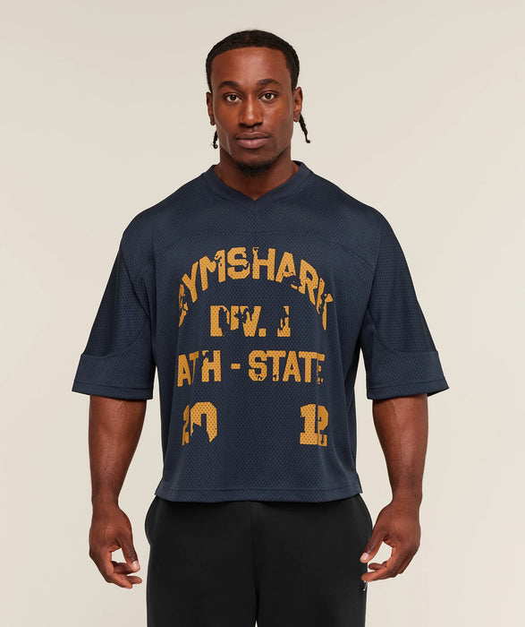 Graphic Mesh Oversized T-Shirt - Heavy Blue