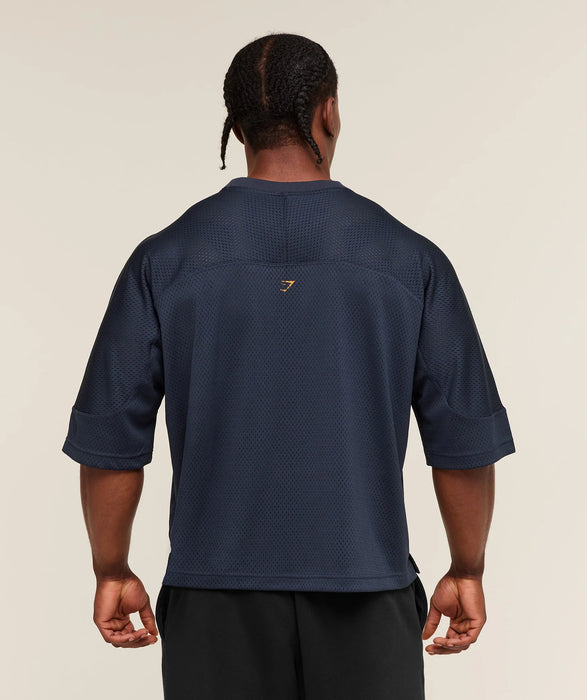 Graphic Mesh Oversized T-Shirt - Heavy Blue
