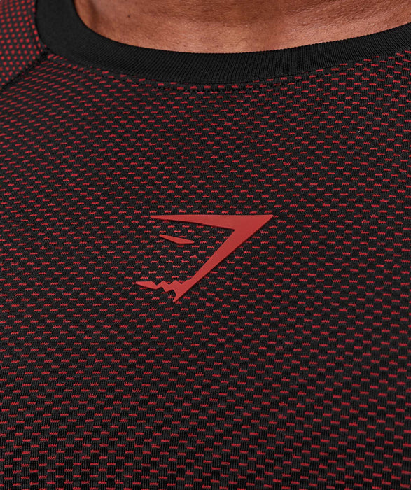 ONYX 5.0 SEAMLESS LONG SLEEVE T-SHIRT - BLACK/CARMINE RED