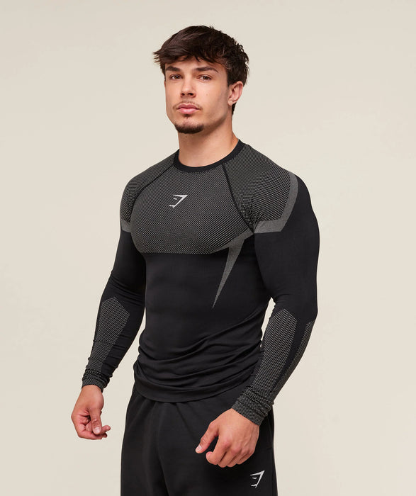 ONYX 5.0 SEAMLESS LONG SLEEVE T-SHIRT - BLACK/LIGHT GREY