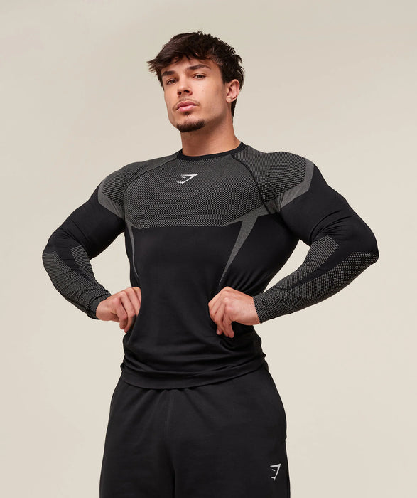 ONYX 5.0 SEAMLESS LONG SLEEVE T-SHIRT - BLACK/LIGHT GREY