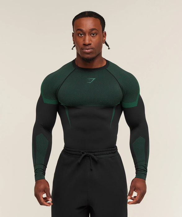 ONYX 5.0 SEAMLESS LONG SLEEVE T-SHIRT - BLACK/LIFT GREEN