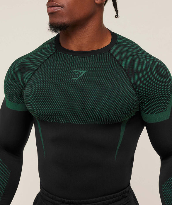 ONYX 5.0 SEAMLESS LONG SLEEVE T-SHIRT - BLACK/LIFT GREEN