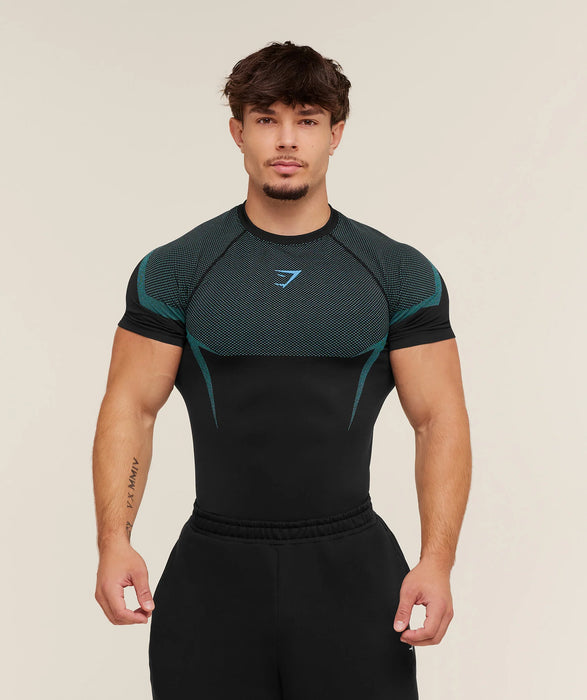 ONYX 5.0 SEAMLESS T-SHIRT - BLACK/BRAND BLUE