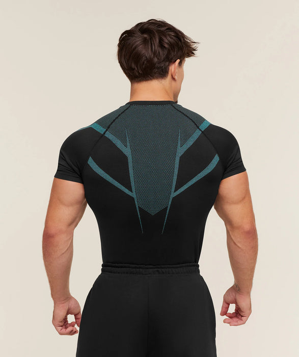 ONYX 5.0 SEAMLESS T-SHIRT - BLACK/BRAND BLUE