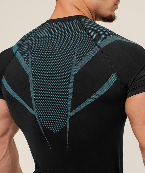 ONYX 5.0 SEAMLESS T-SHIRT - BLACK/BRAND BLUE