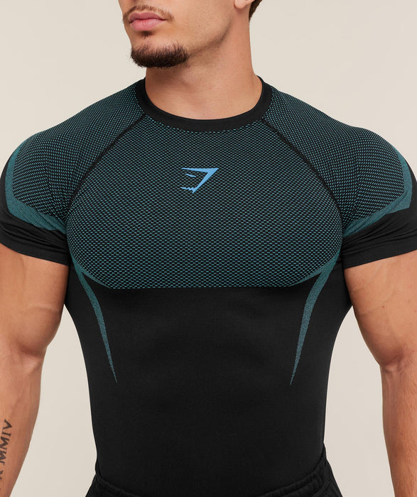 ONYX 5.0 SEAMLESS T-SHIRT - BLACK/BRAND BLUE