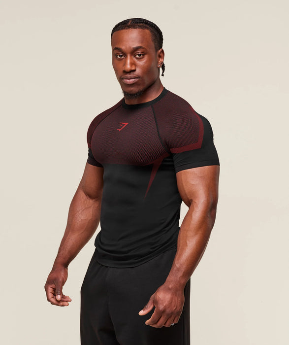 ONYX 5.0 SEAMLESS T-SHIRT - BLACK/CARMINE RED