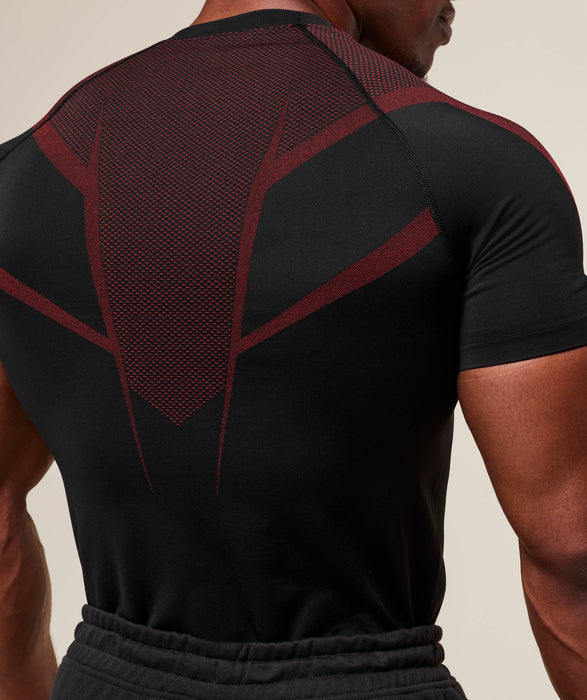 ONYX 5.0 SEAMLESS T-SHIRT - BLACK/CARMINE RED