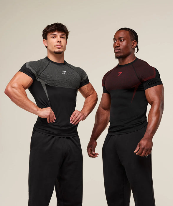 ONYX 5.0 SEAMLESS T-SHIRT - BLACK/CARMINE RED