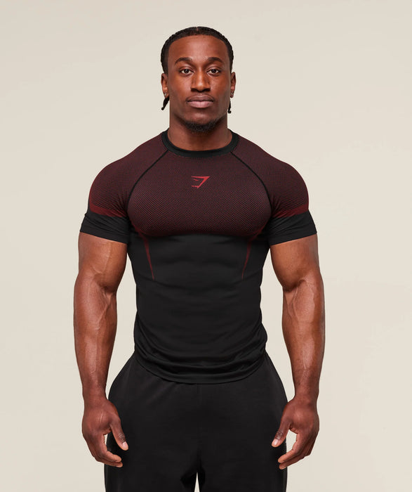 ONYX 5.0 SEAMLESS T-SHIRT - BLACK/CARMINE RED