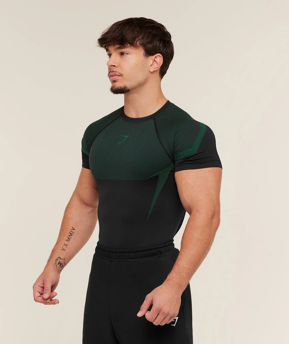 ONYX 5.0 SEAMLESS T-SHIRT - BLACK/LIFT GREEN