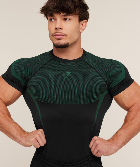 ONYX 5.0 SEAMLESS T-SHIRT - BLACK/LIFT GREEN