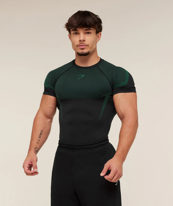 ONYX 5.0 SEAMLESS T-SHIRT - BLACK/LIFT GREEN
