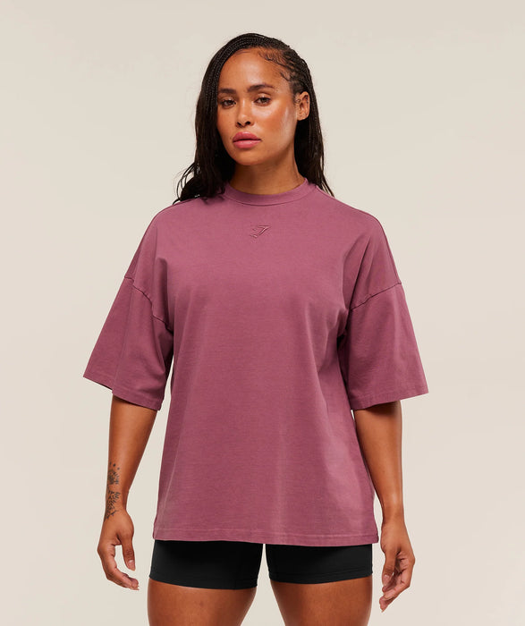 Power Washed Oversized T-Shirt - Reset Pink/Acid Wash Small Ball