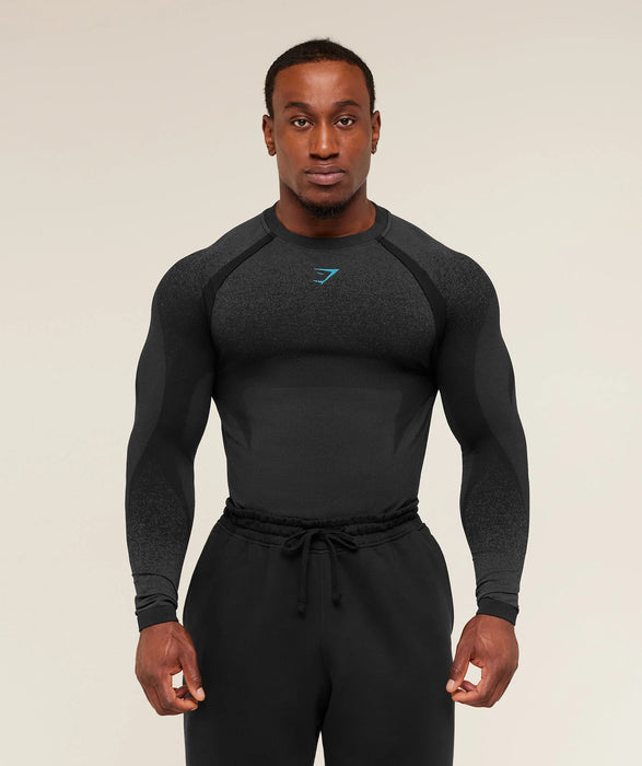 Shadow Seamless Long Sleeve T-Shirt - Black/Brand Blue