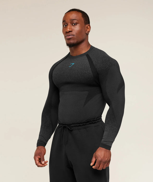 Shadow Seamless Long Sleeve T-Shirt - Black/Brand Blue