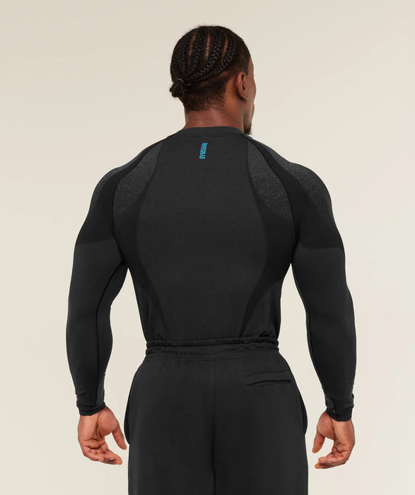 Shadow Seamless Long Sleeve T-Shirt - Black/Brand Blue