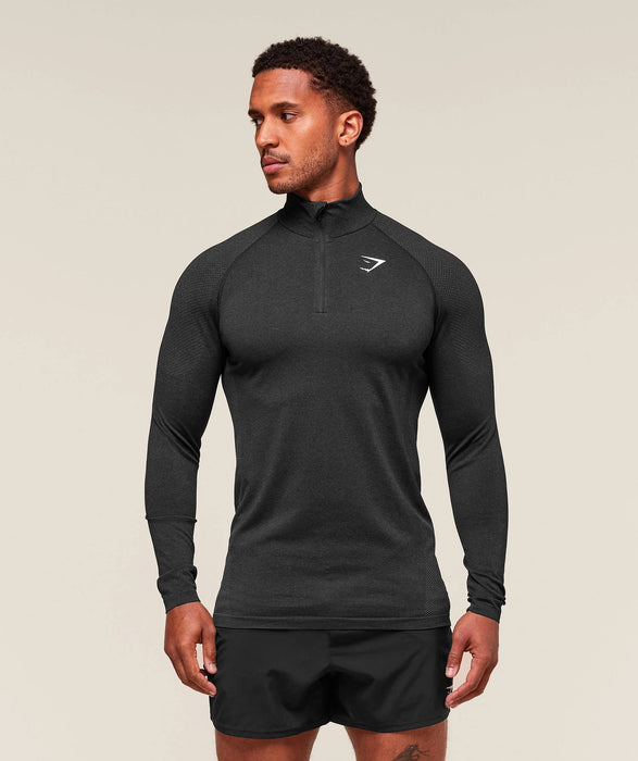 Vital seamless 1/4 Zip - Black/Silhouette Grey