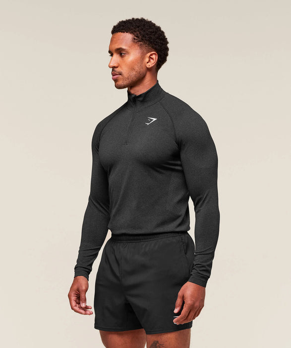 Vital seamless 1/4 Zip - Black/Silhouette Grey