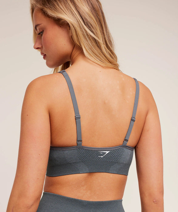 Vital V Neck Sports Bra - Strong grey marl