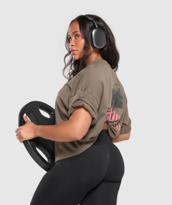 Gymshark British Iron Heavyweight T-Shirt - Camo Brown