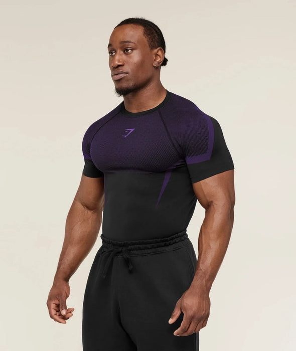 ONYX 5.0 SEAMLESS T-SHIRT - BLACK/ATHLETIC PURPLE