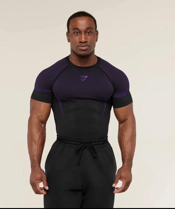 ONYX 5.0 SEAMLESS T-SHIRT - BLACK/ATHLETIC PURPLE