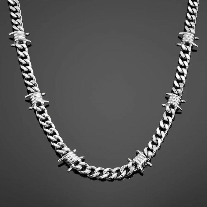 THE BARBED WIRE CUBAN CHAIN - SILVER RG1006 22"