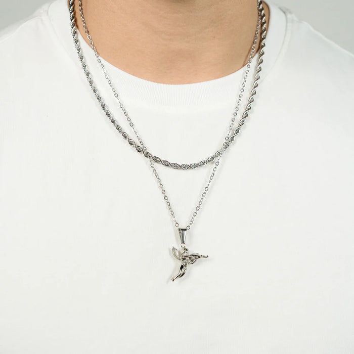 THE GANGSTER CUPID PENDANT SET - SILVER RG1014S