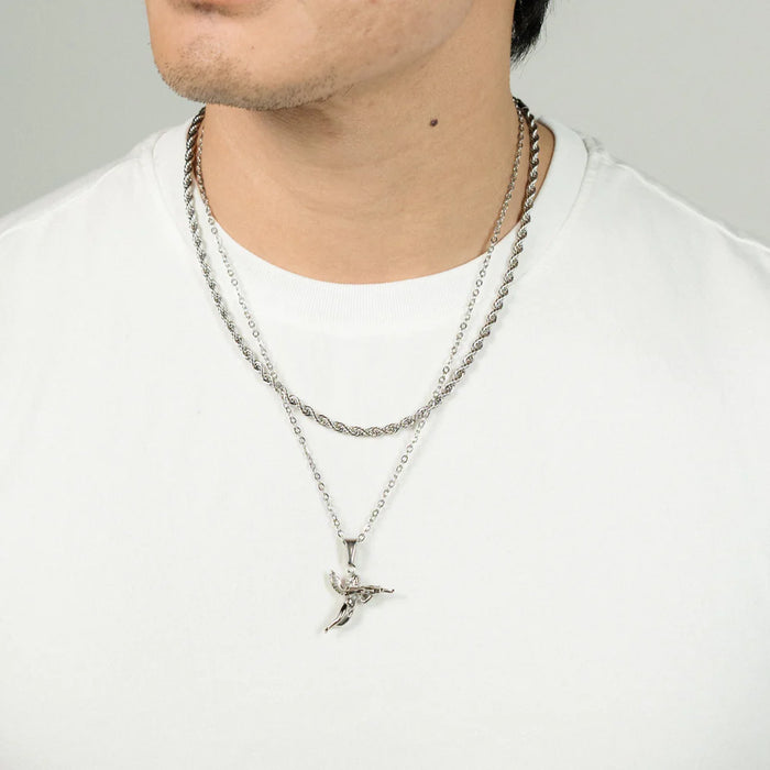 THE GANGSTER CUPID PENDANT SET - SILVER RG1014S