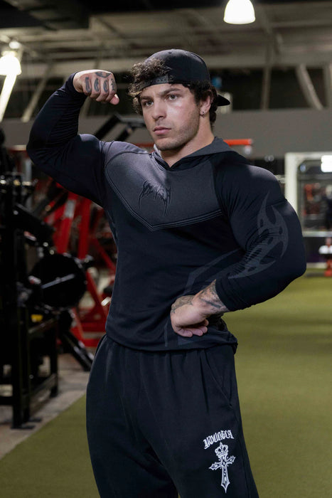 8062 - WARRIOR COMPRESSION HOODIES BLACK